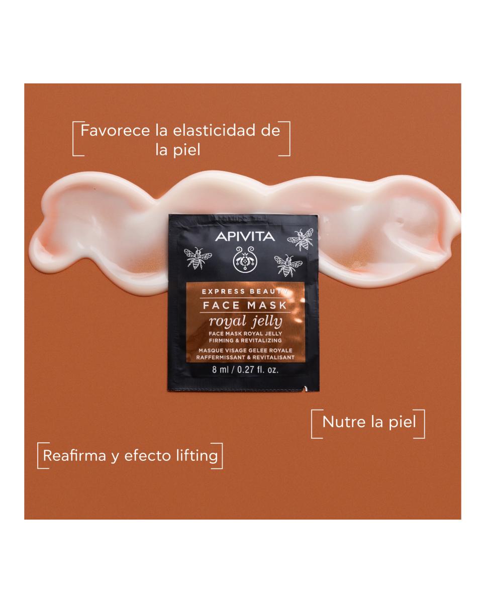 Mascarilla Facial Jalea Real Reafirmante Y Revitalizante Express  Gold  2*8 Ml Apivita 3
