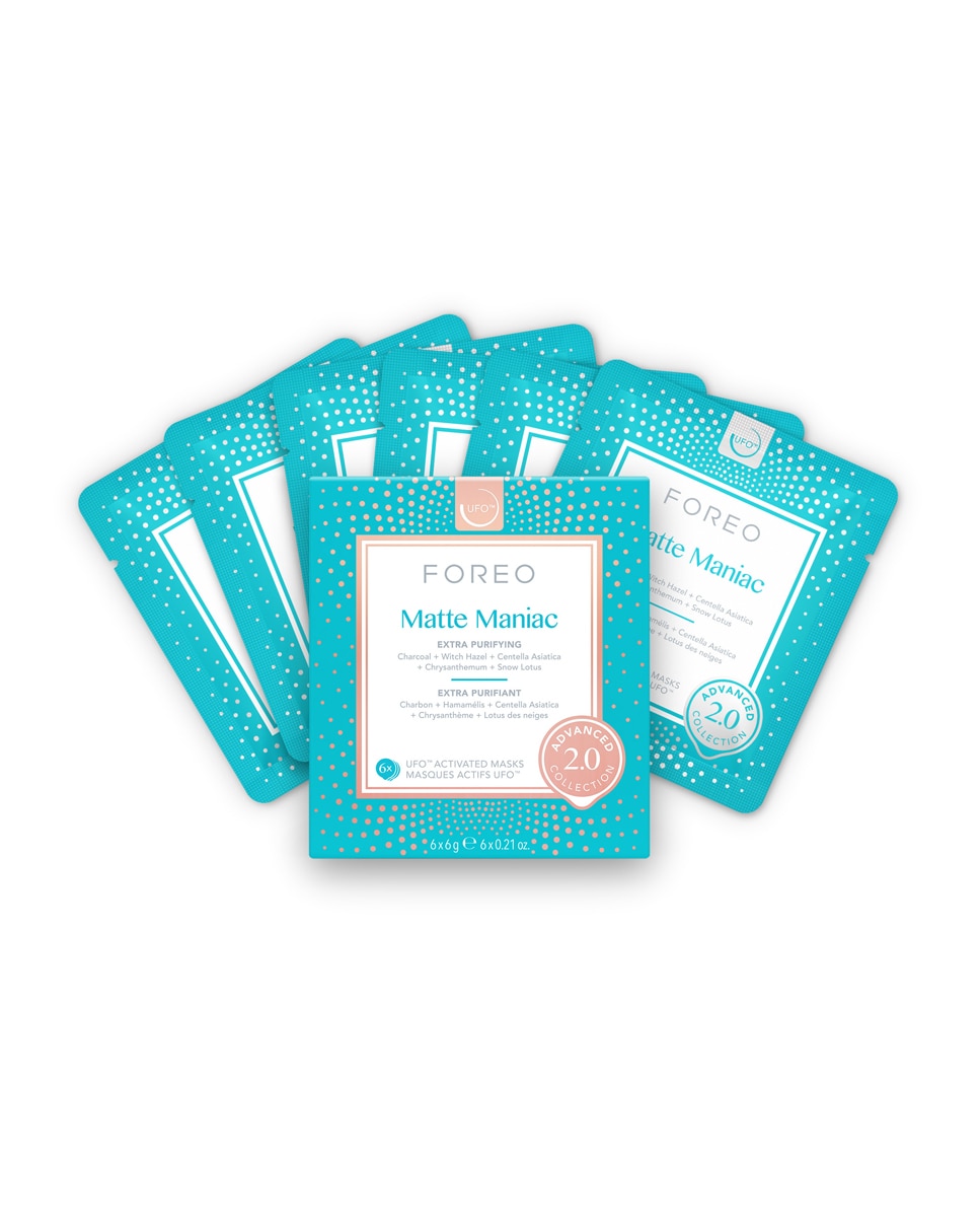 FOREO - Matte Maniac 2.0 Advanced Collection - Mascarilla Facial Activa extra purificante apta para pieles mixtas y grasas diseñada para UFO™..
