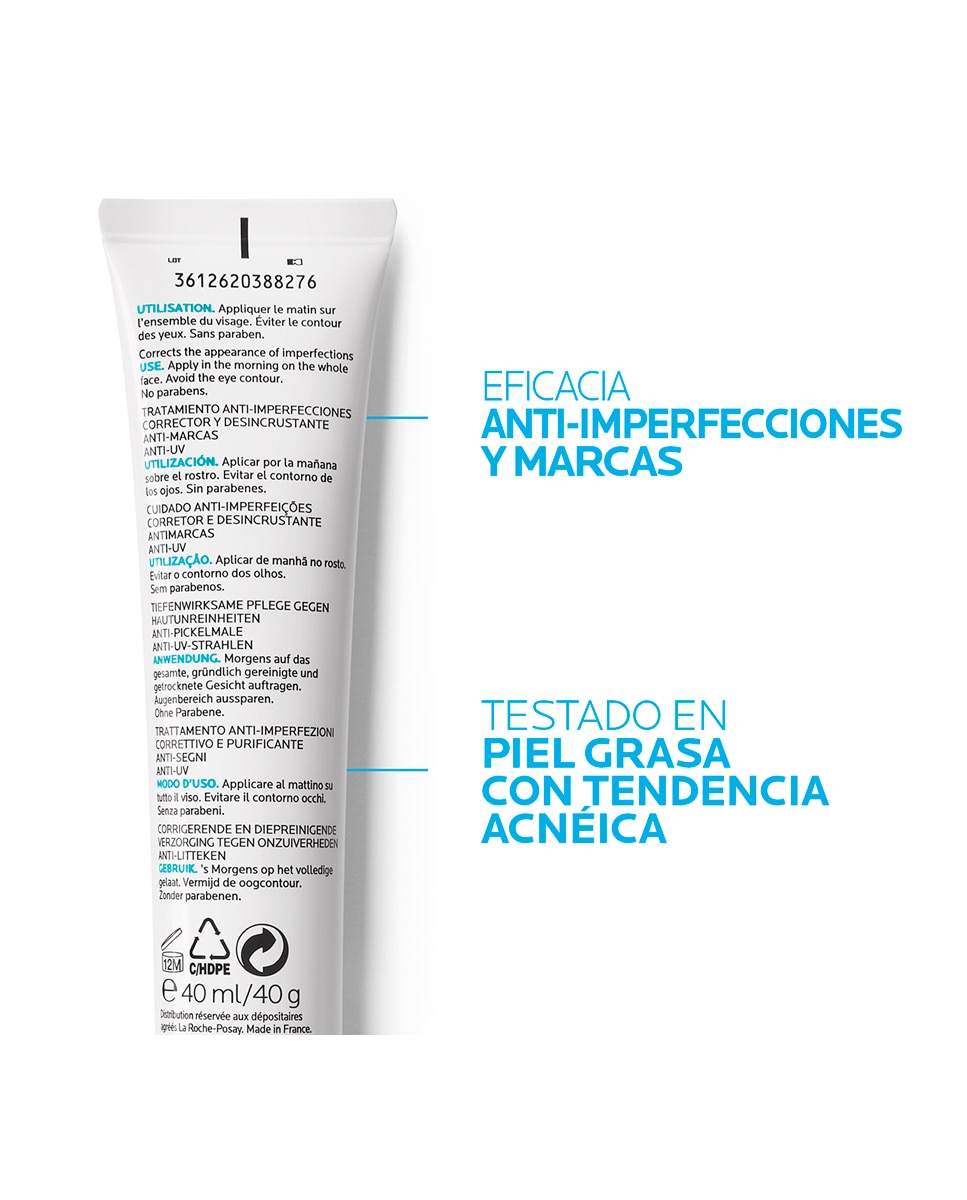 Tratamiento Anti-imperfecciones y Marcas con Protección SPF30 Effaclar Duo (+) La Roche Posay - 40 ml 3