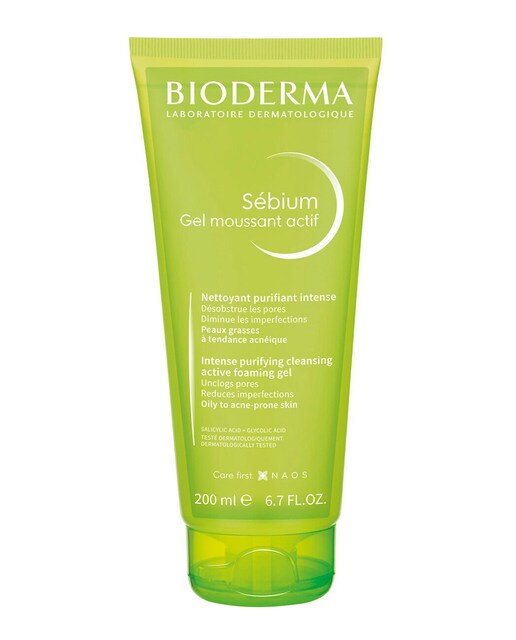 Gel limpiador intensivo anti-acné Sébium Gel Moussant Actif 200 ml Bioderma