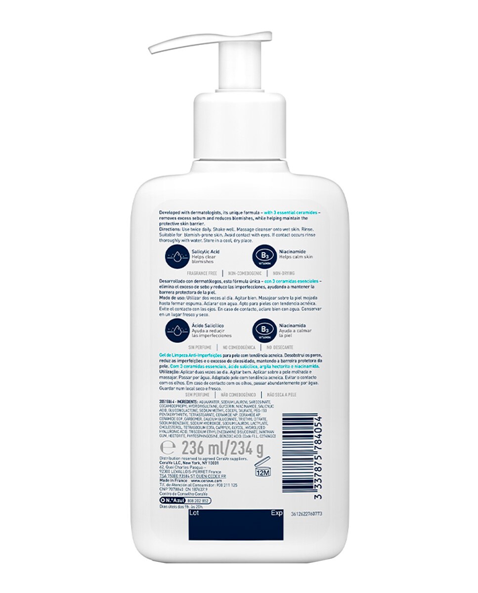 Limpiador Control Imperfecciones con ácido salicílico para pieles grasas y con tendencia acnéica Cerave - 236 ml 2