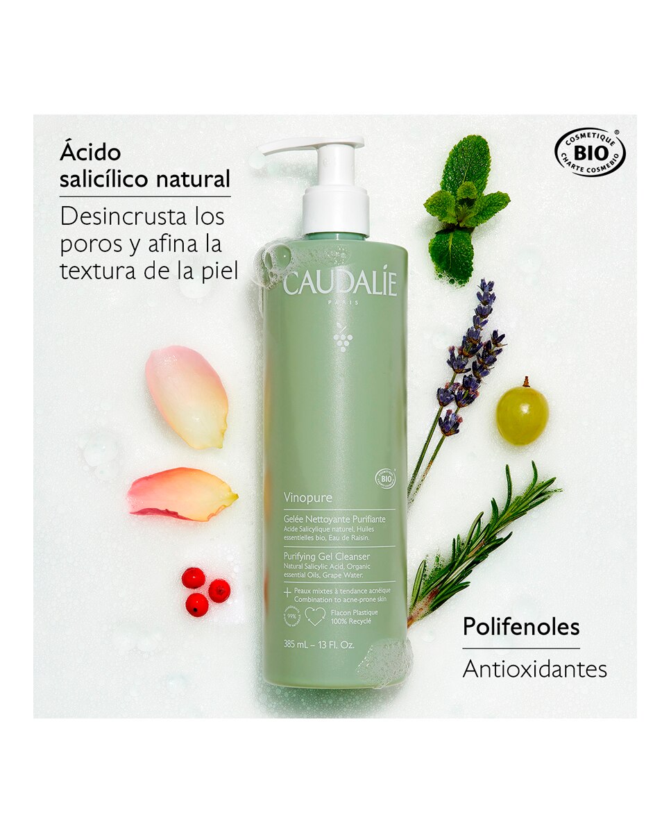 Gelatina Limpiadora Purificante Vinopure Caudalie - 385 ml 4