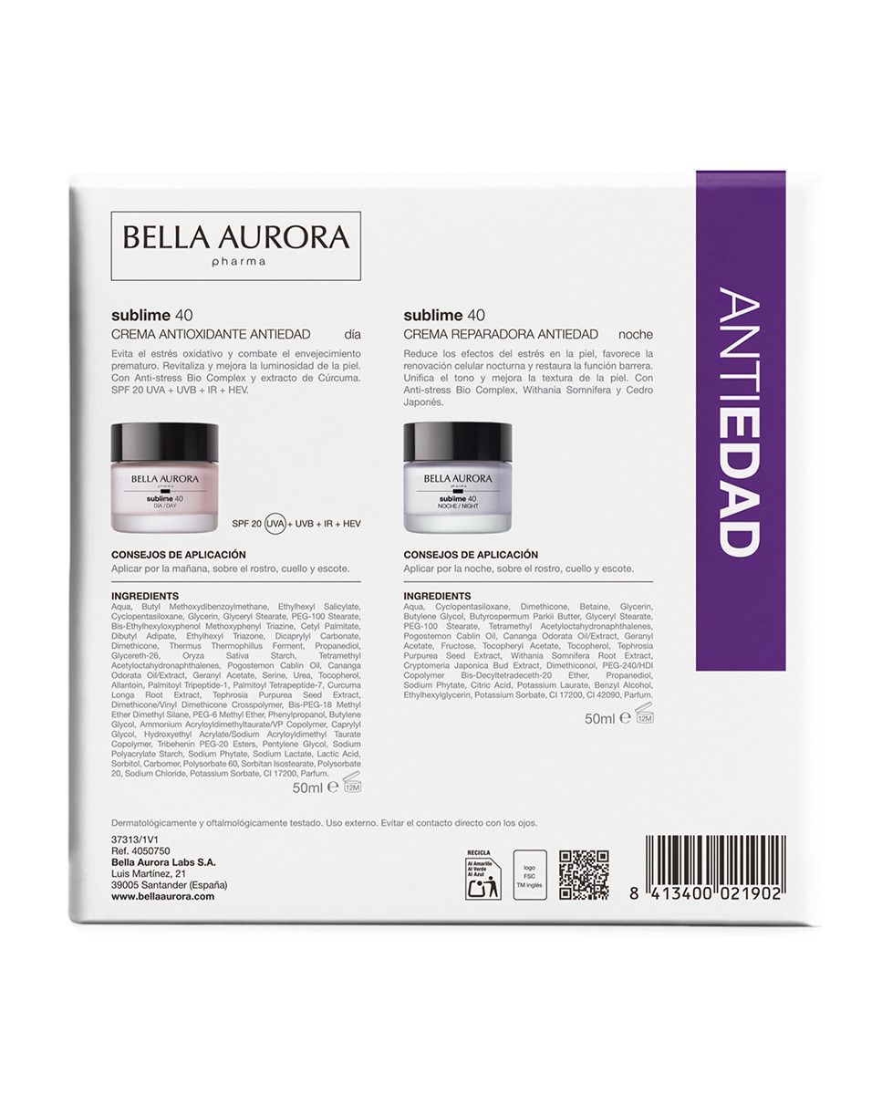 Pack Sublime 40: Ritual Antiedad, Antioxidante Y Antiestrés Bella Aurora 3
