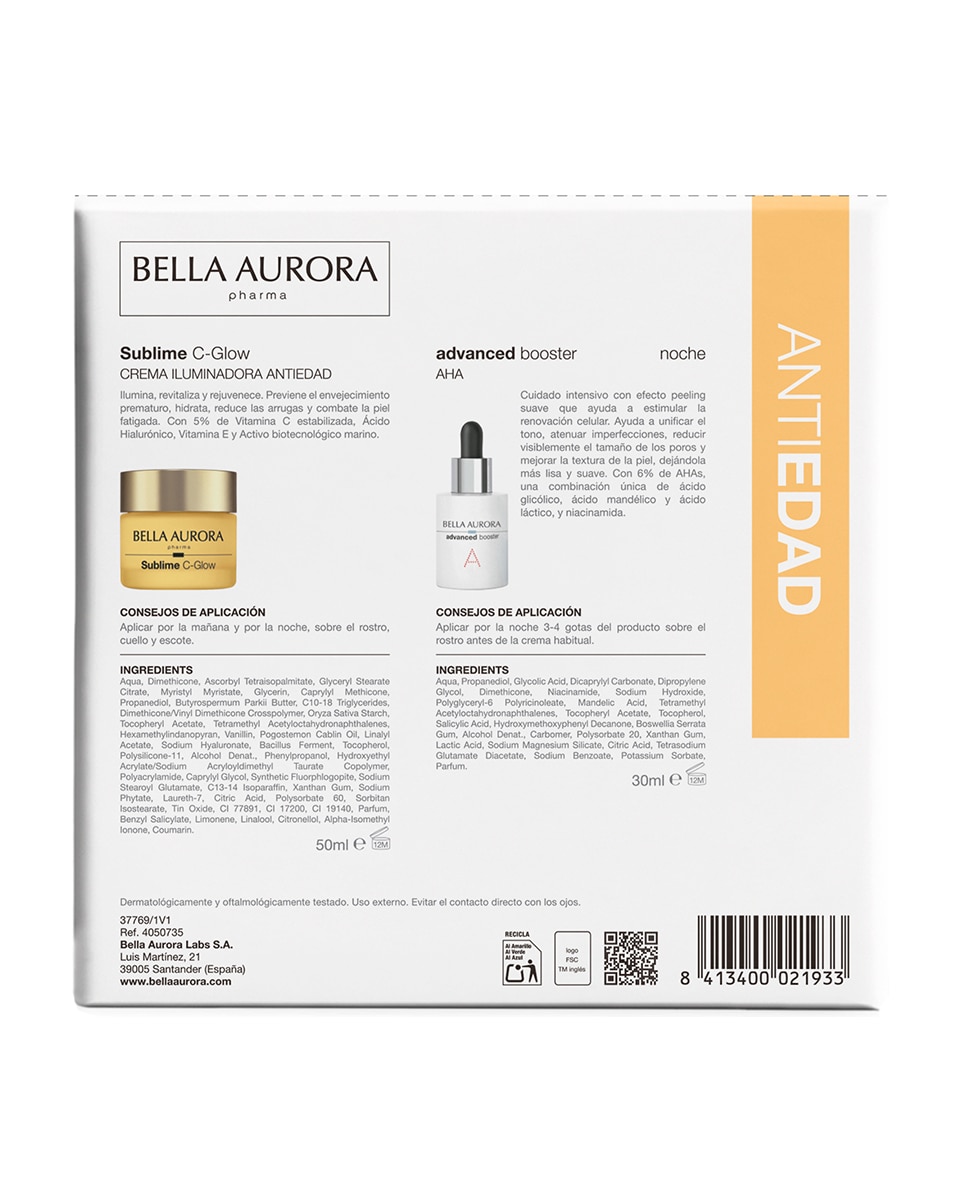 Pack Sublime C-Glow + Advanced Booster Aha · Ritual Iluminador, Revitalizante Y Antiedad Bella Aurora 3