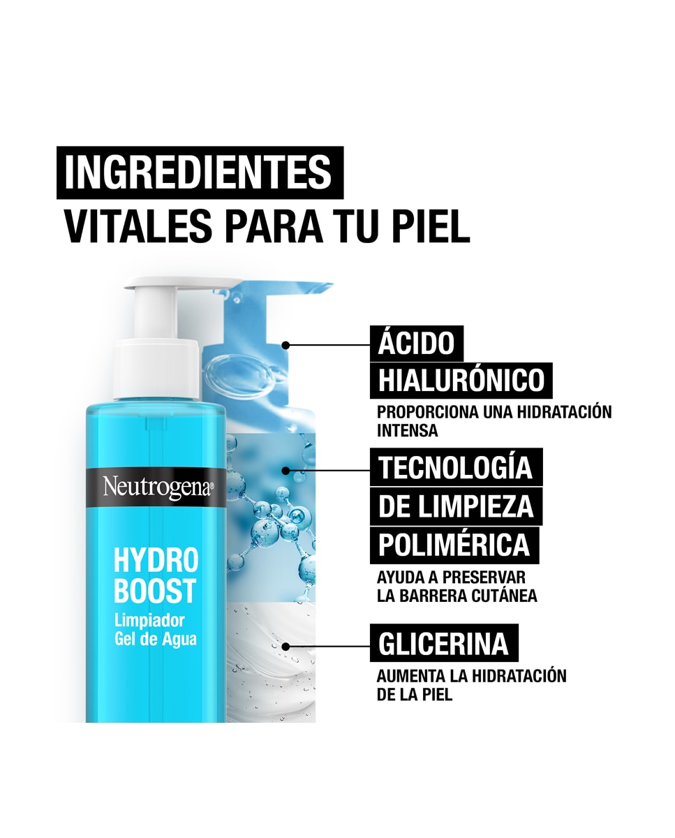 Gel de Agua Limpiador Facial Hydro Boost con Ácido Hialurónico para Pieles sensibles Neutrogena - 200 ml 4