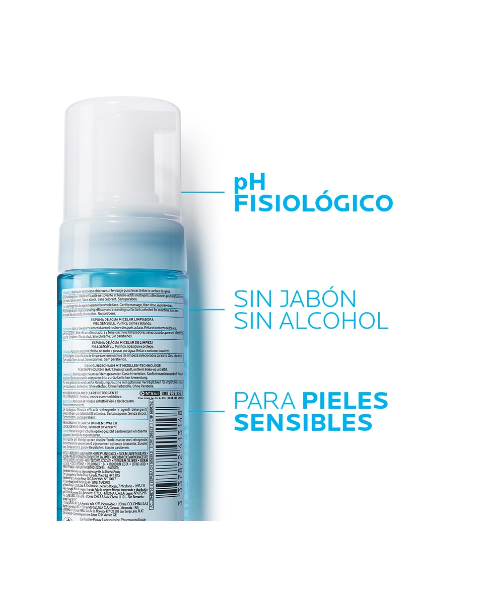 Espuma de Agua Micelar Desmaquillante y Limpiadora facial Physiologique Piel Sensible 150ml 150 ml La Roche Posay - 150 ml 3