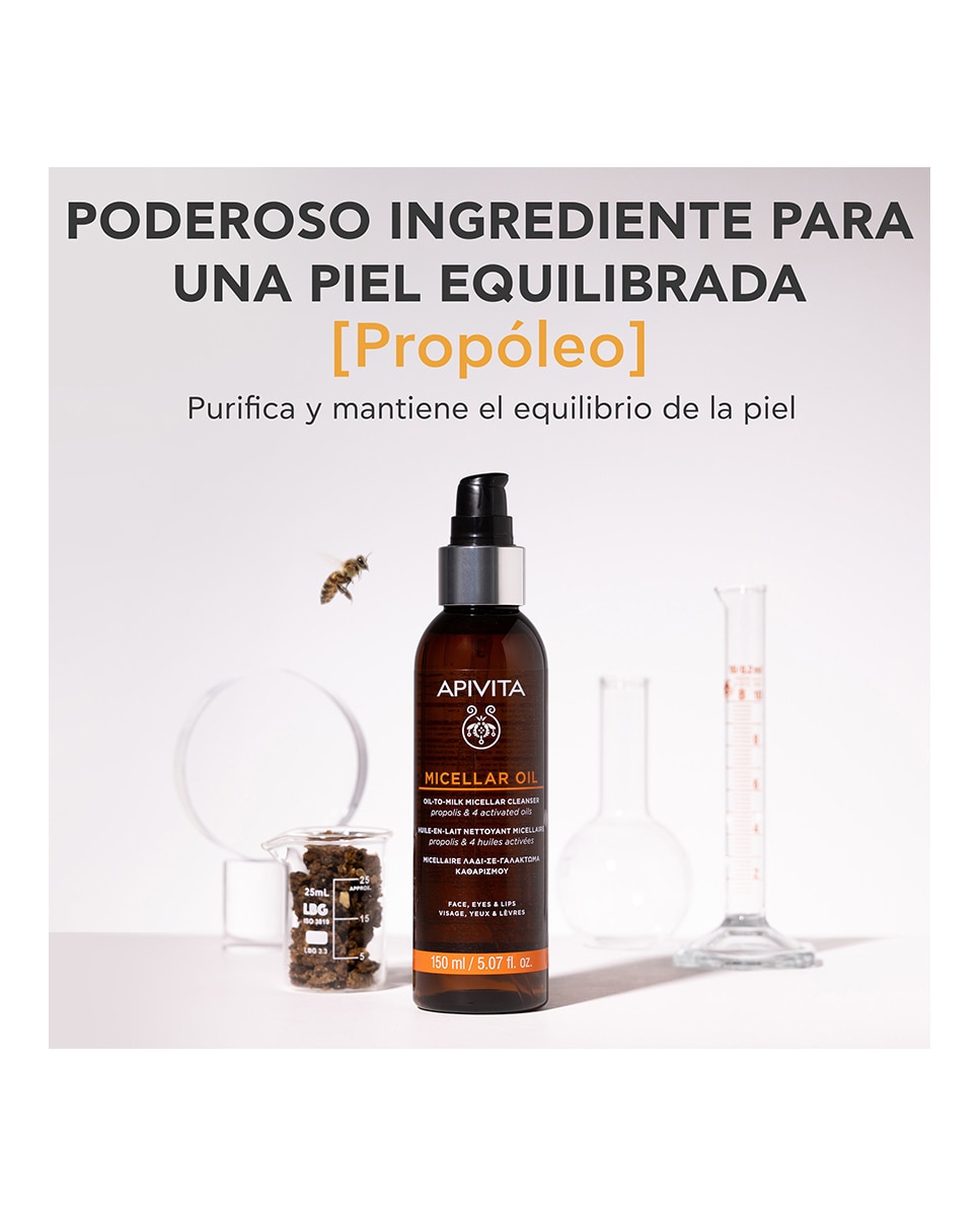 Limpiador micelar aceite-en-leche rostro, ojos y labios 150 ml Apivita - 150 ml 5