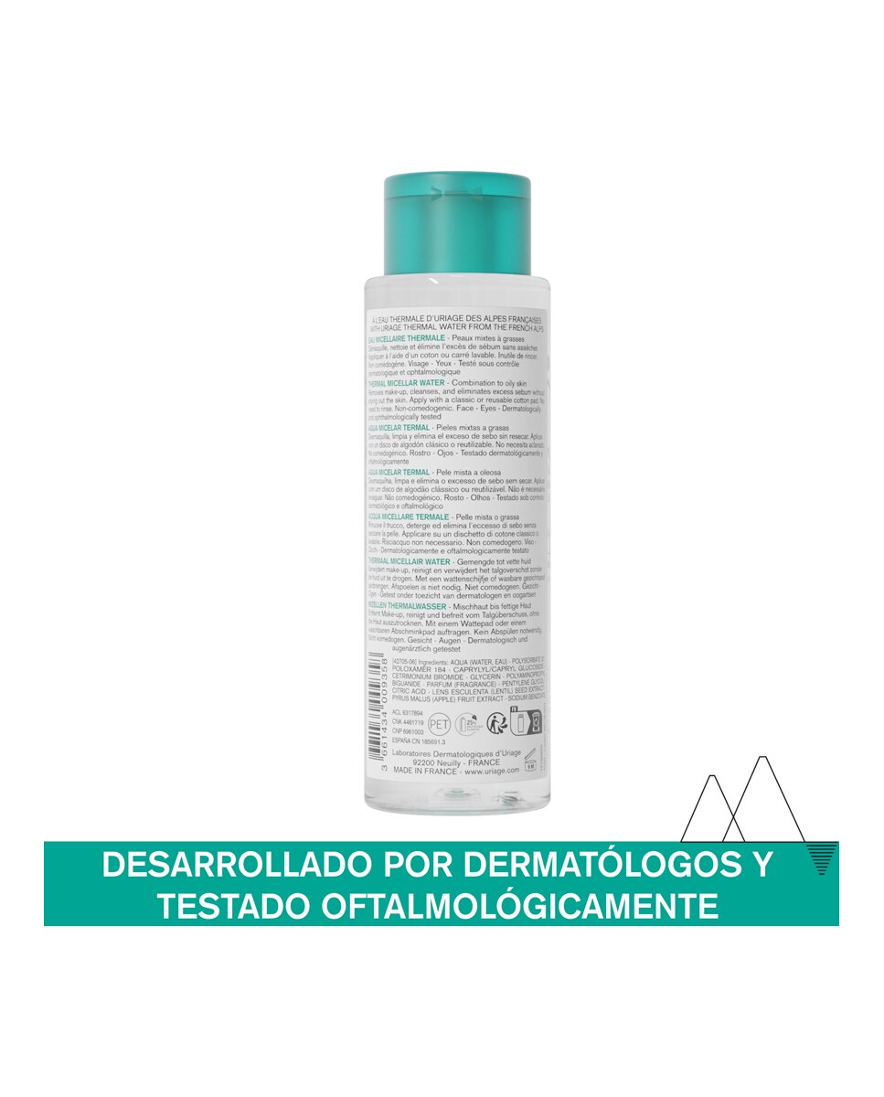 Agua Micelar Termal Pieles Mixtas a Grasas Uriage - 500 ml 2