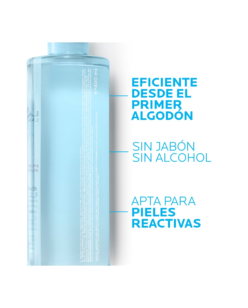 Imagen 3 de Agua Micelar Ultra Piel y Reactiva Physiologique 400 ml La Roche Posay - 400 ml