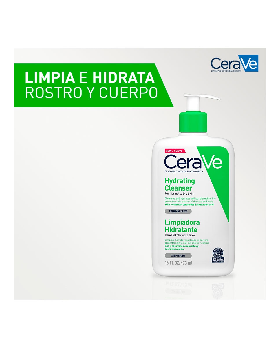 Gel Limpiador Hidratante Para Piel Normal Y Seca Con Tres Ceramidas Esenciales Y Ácido Hialurónico 473 ml Cerave - 473 ml 11