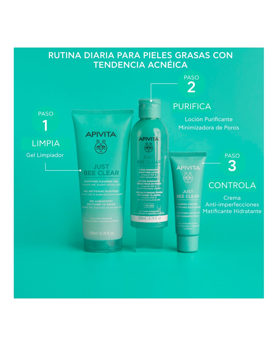 Loción Purificante Minimizadora De Poros Just Bee Clear 200 Ml Apivita - 200 ml 6