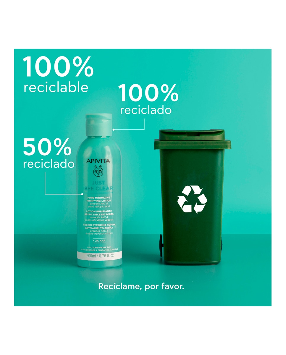 Loción Purificante Minimizadora De Poros Just Bee Clear 200 Ml Apivita - 200 ml 9