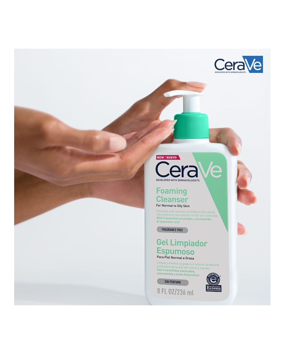 Gel Limpiador Espumoso Para Piel Normal y Grasa Enriquecido Con Ácido Hialurónico Y Niacinamida Cerave - 1 L 6