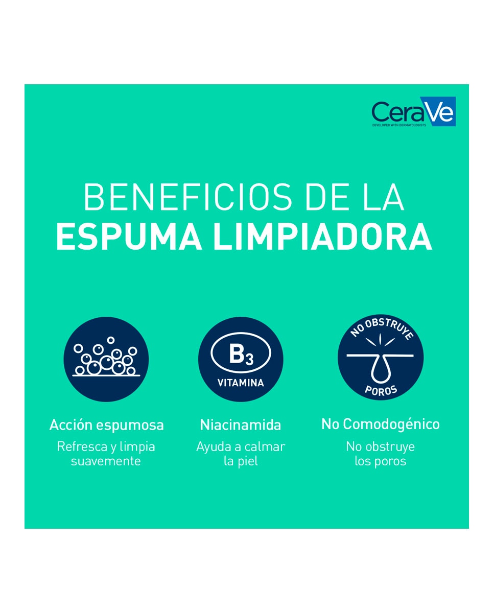 Gel Limpiador Espumoso Para Piel Normal y Grasa Enriquecido Con Ácido Hialurónico Y Niacinamida Cerave - 1 L 8