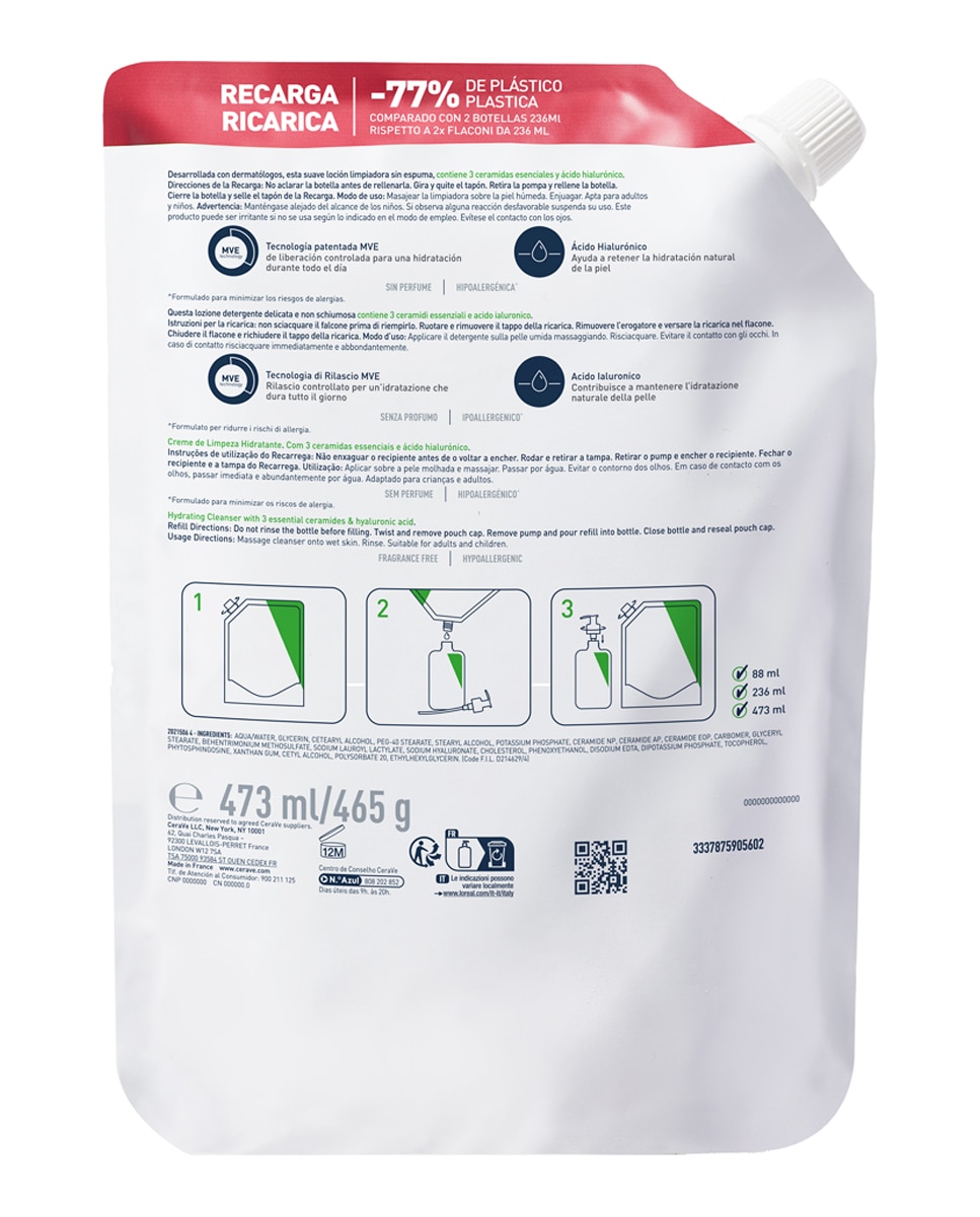 Recarga de Limpiadora Hidratante 473 ml Cerave - 473 ml 2