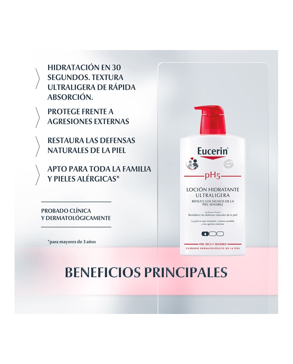 Locion Hidratante Ultraligera PH5 1000 ml Eucerin - 1000 ml 3