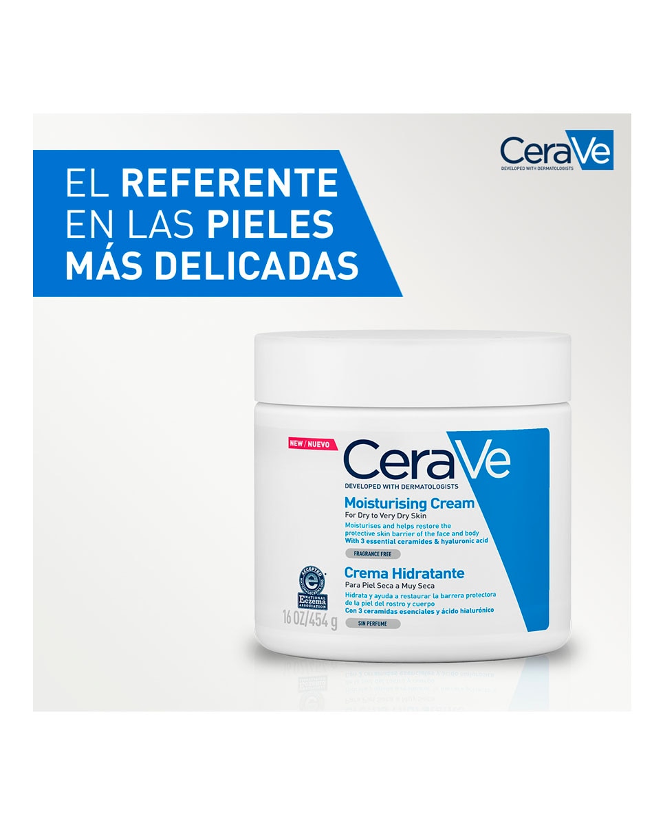 Crema Hidratante Facial y Corporal Ácido Hialurónico 454 g Cerave 12
