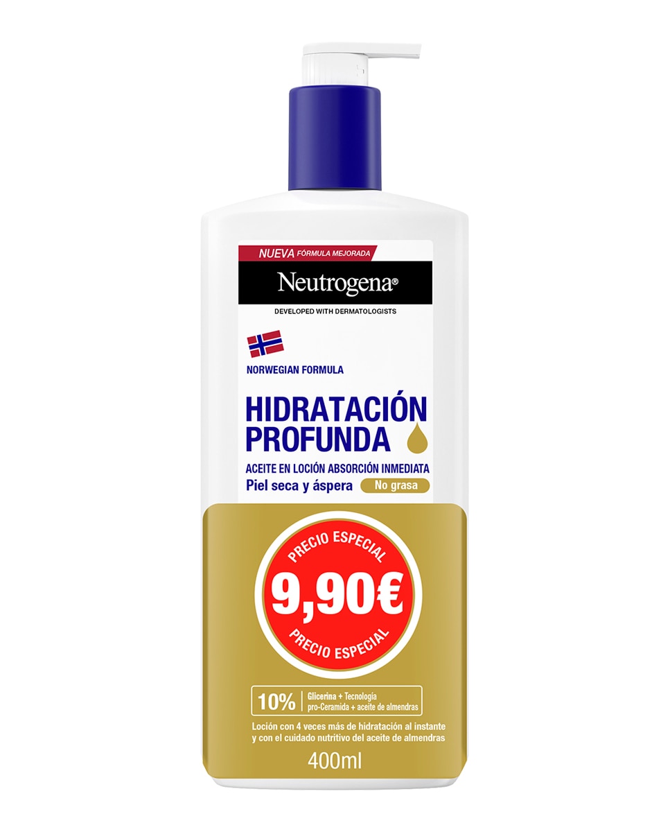 Neutrogena - Loción de Absorción Inmediata Enriquecida con Aceite Hidratación Profunda Fórmula Noruega Neutrogena.