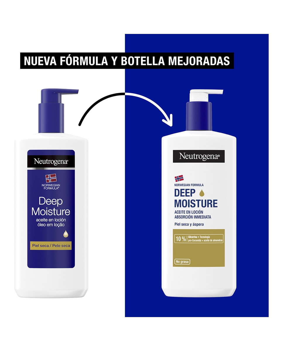 Loción de Absorción Inmediata Enriquecida con Aceite Hidratación Profunda Fórmula Noruega Neutrogena - 400 ml 2