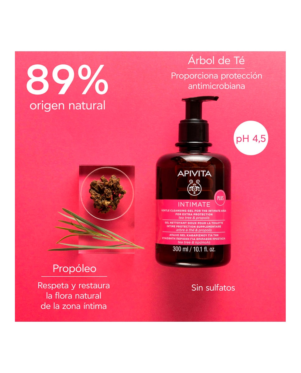 Gel Suave Higiene Íntima Protección Extra Apivita - 300 ml 3