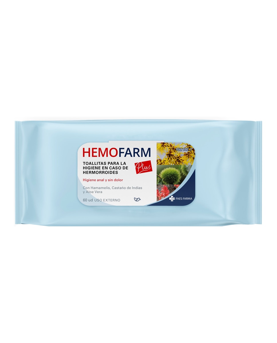 Hemofarm - 60 Toallitas húmedas Hemofarm Plus.