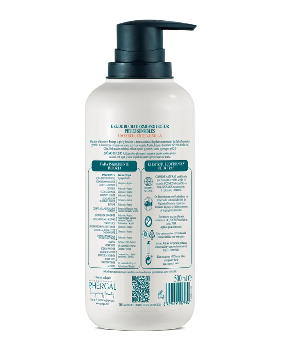 Imagen 4 de Gel de Ducha Vainilla Natural Uso Frecuente Piel Sensible 500 ml Dr. Tree - 500 ml