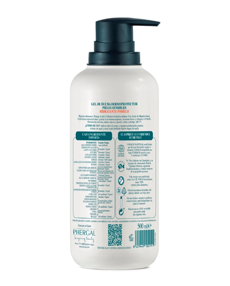 Gel de Ducha Pomelo Natural Hidratante Piel Sensible Dr. Tree - 500 ml 4