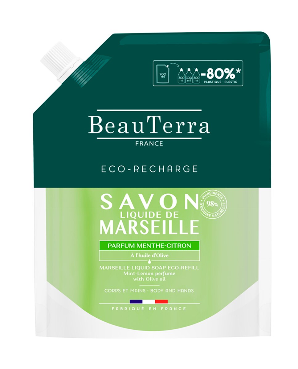 Beauterra - Recarga Jabón Marsella Menta-Limón 900 ml Beauterra.