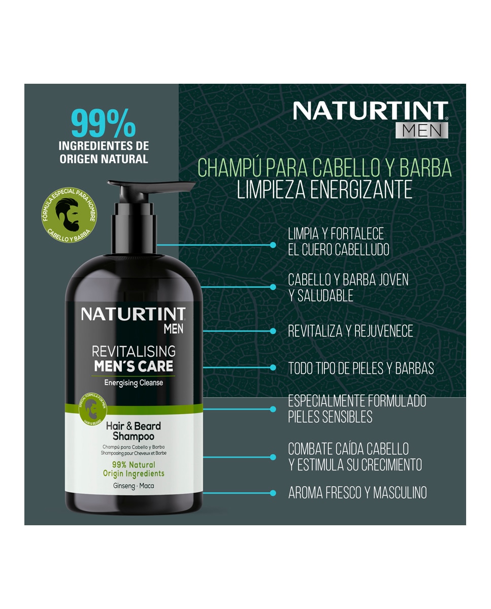 Imagen 3 de Champú Cabello Barba Anticaída Energizante 500 ml Naturtint Men - 500 ml