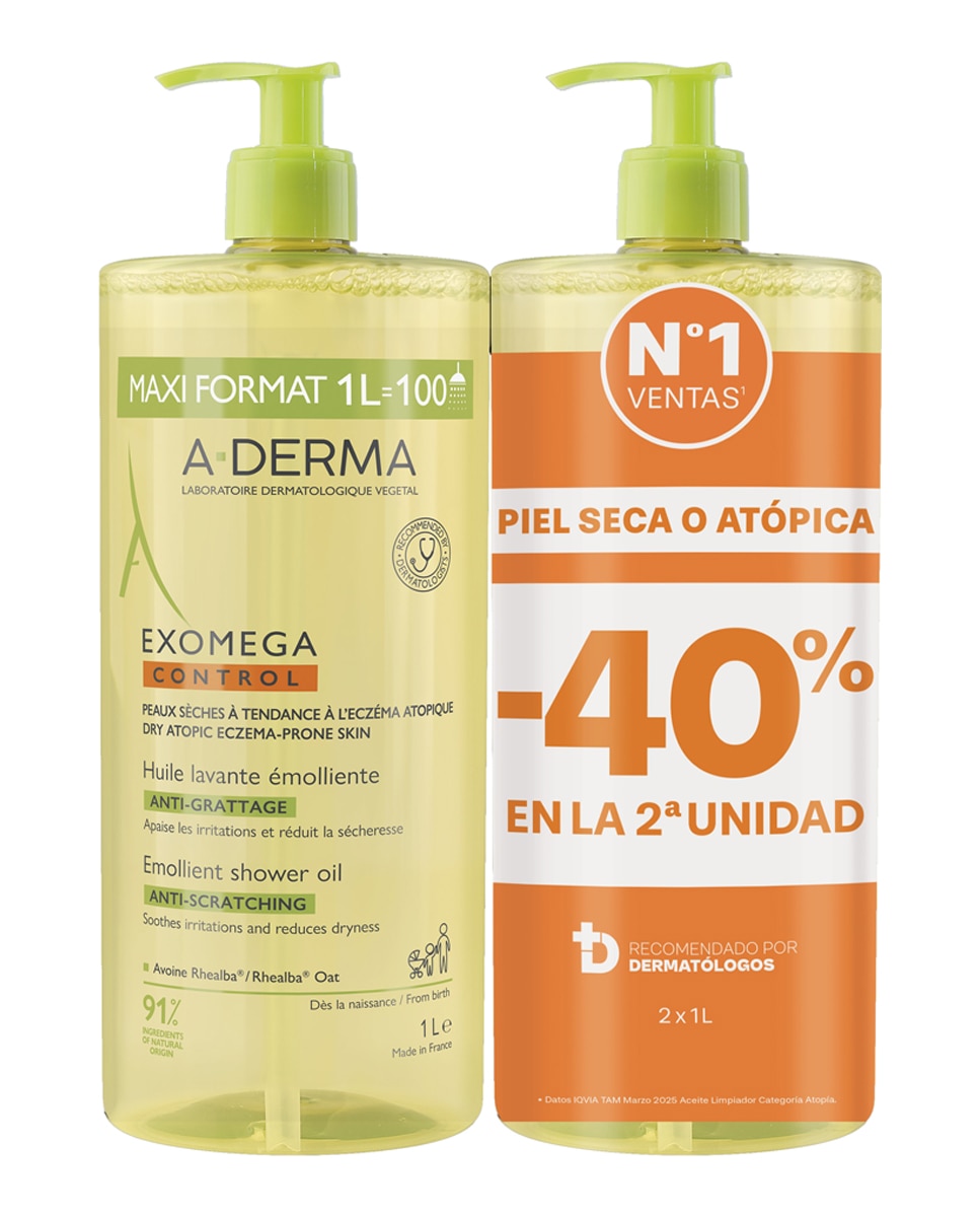 Imagen 0 de Duo Aceite Limpiador Piel Atópica A-Derma Control Exomega 1L Ducray