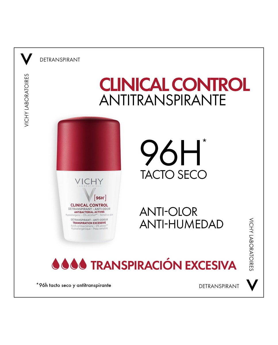 Imagen 7 de Desodorante Roll-on Clinical Control 96H Vichy - 50 ml