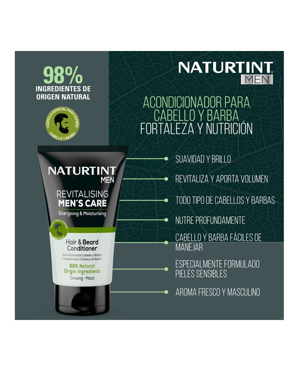Acondicionador Cabello Barba Anticaída Energizante 150 ml Naturtint Men - 150 ml 3