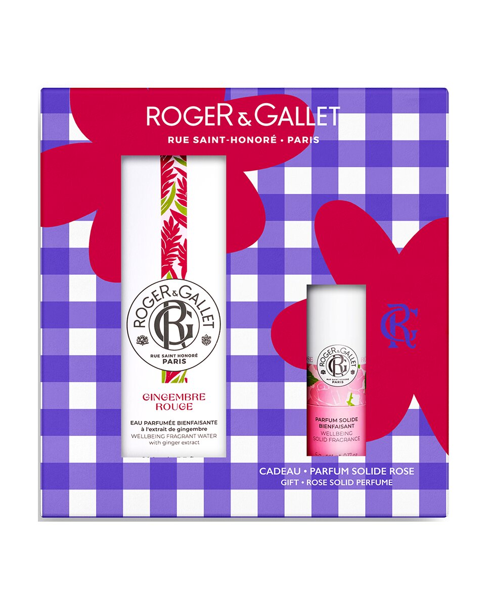 Estuche Agua Perfumada Bienestar  Gingembre Rouge y Perfume Sólido de Rose Roger & Gallet 1