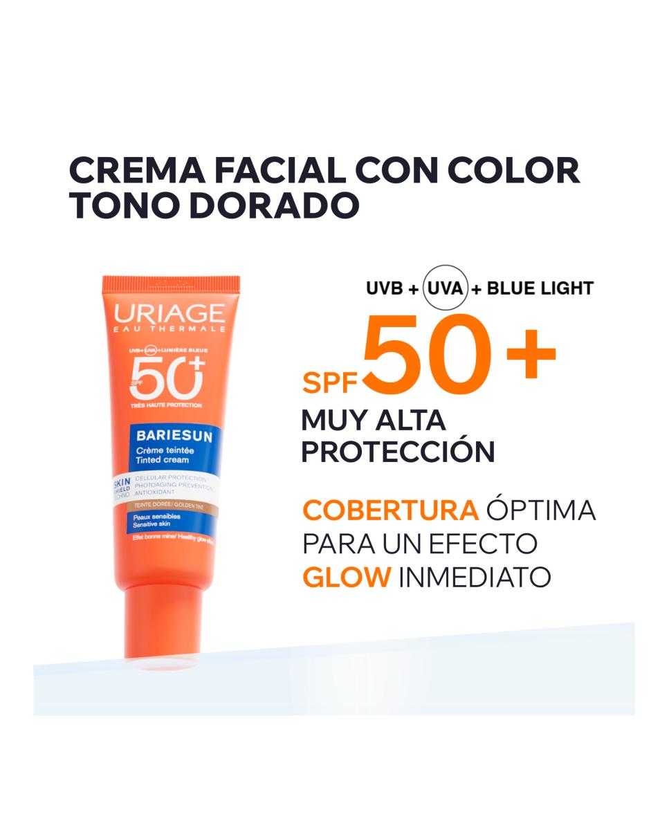 Protector Solar Facial Con Color Ultra Ligero Dorado Bariésun Spf50+ Uriage - 50 ml 2