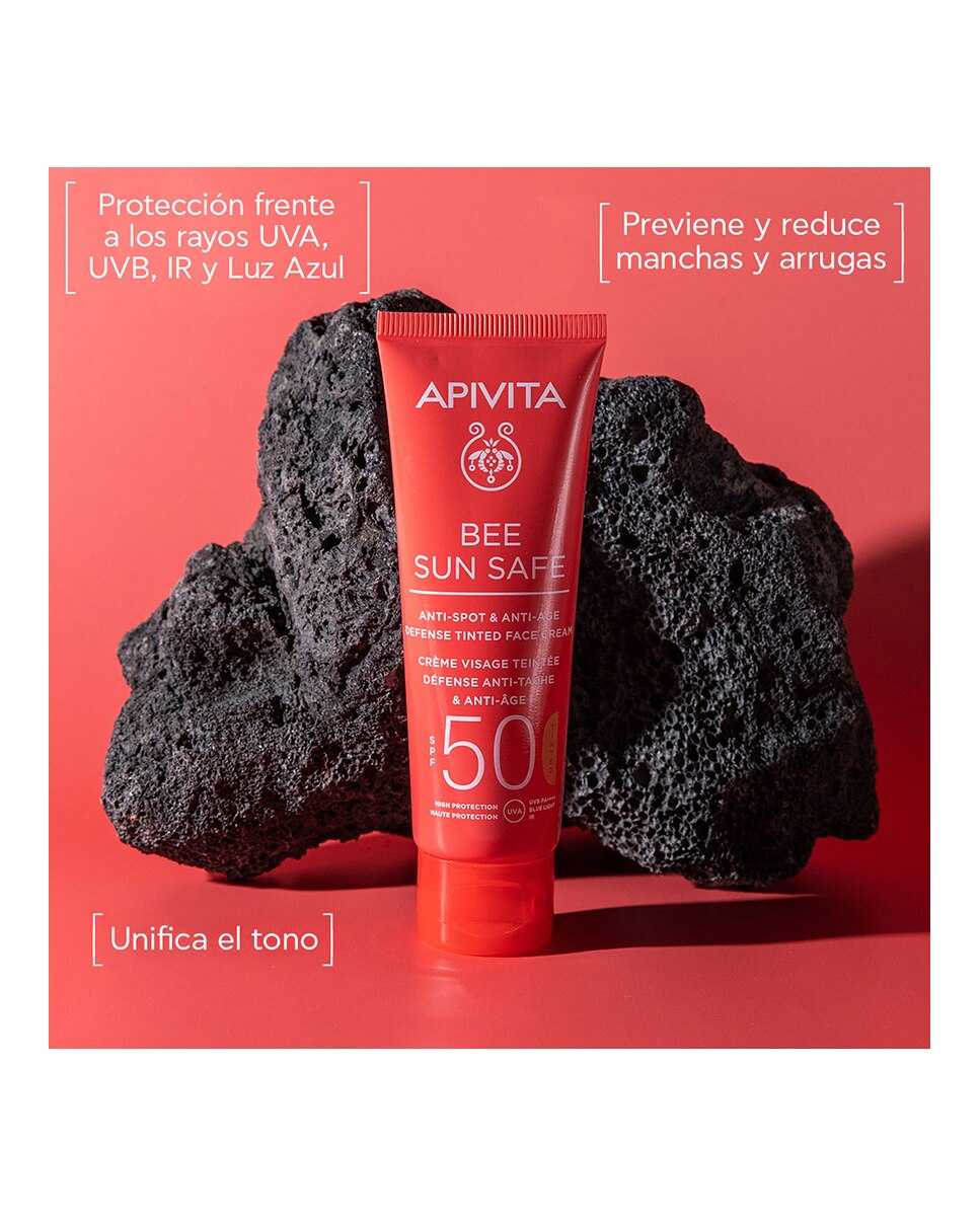 Crema solar facial Bee Sun Safe antiedad & antimanchas con color SPF 50 Apivita - 50 ml 2