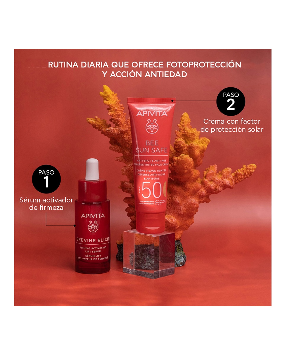 Crema solar facial Bee Sun Safe antiedad & antimanchas con color SPF 50 Apivita - 50 ml 5