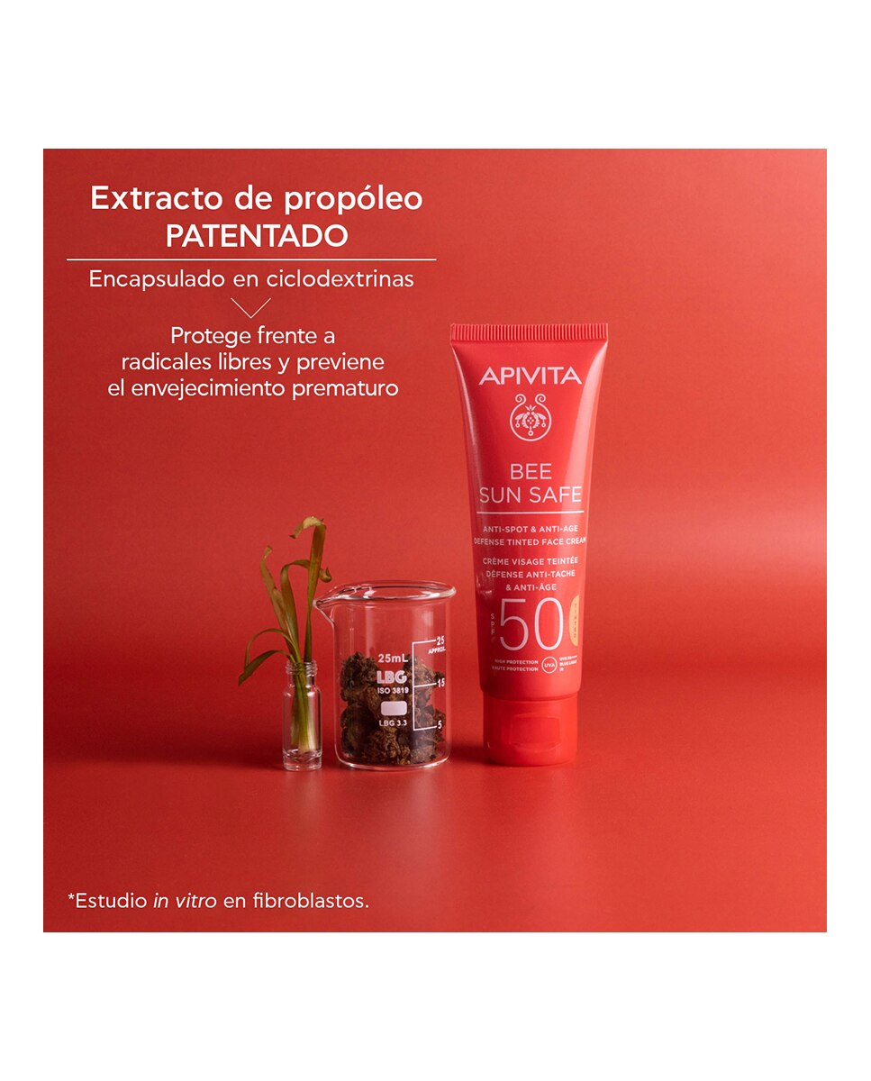 Crema solar facial Bee Sun Safe antiedad & antimanchas con color SPF 50 Apivita - 50 ml 6