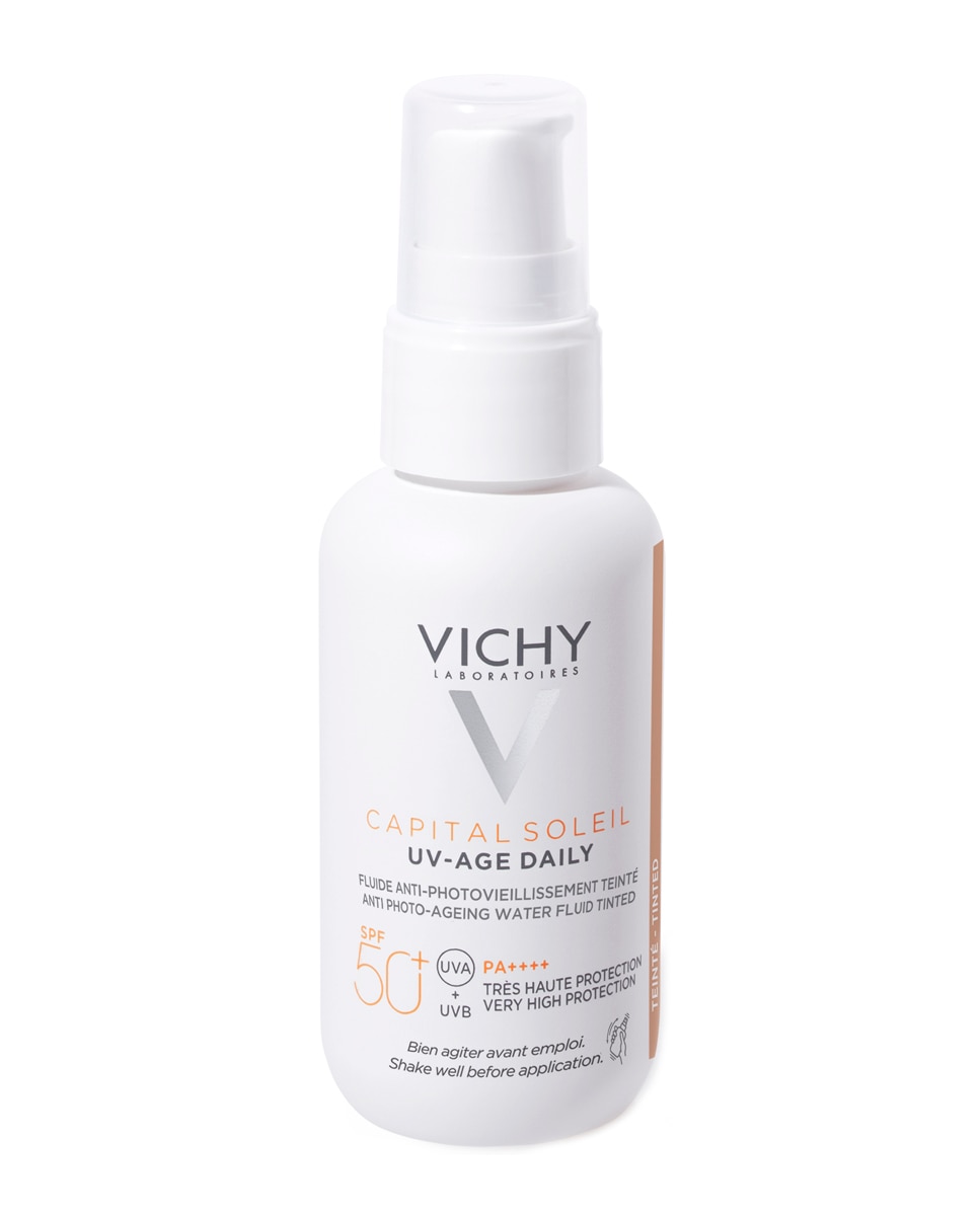 Protector solar UV-AGE Daily con Color Water Fluid Antifotoenvejecimiento UVB SPF50+ UVA Vichy