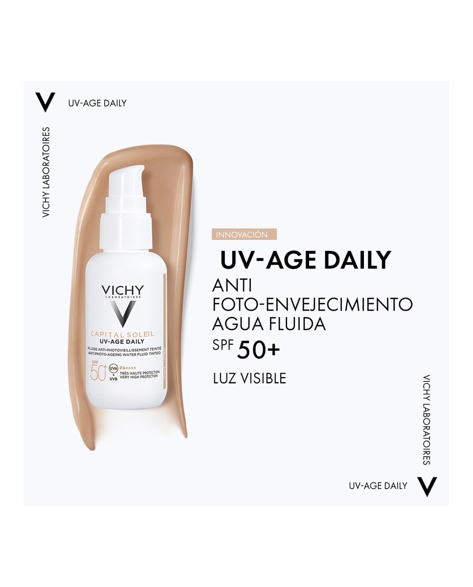 Protector solar UV-AGE Daily con Color Water Fluid Antifotoenvejecimiento UVB SPF50+ UVA Vichy - 40 ml 8