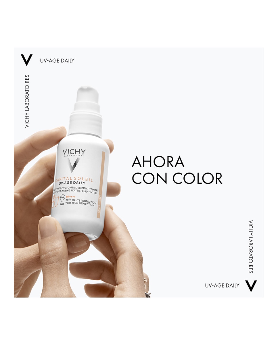 Protector solar UV-AGE Daily con Color Water Fluid Antifotoenvejecimiento UVB SPF50+ UVA Vichy - 40 ml 10