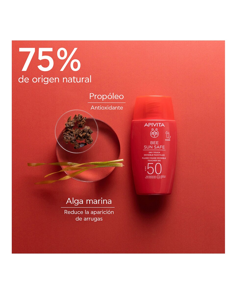 Fluido Facial Invisible Toque Seco SPF50 50 ml Apivita 3