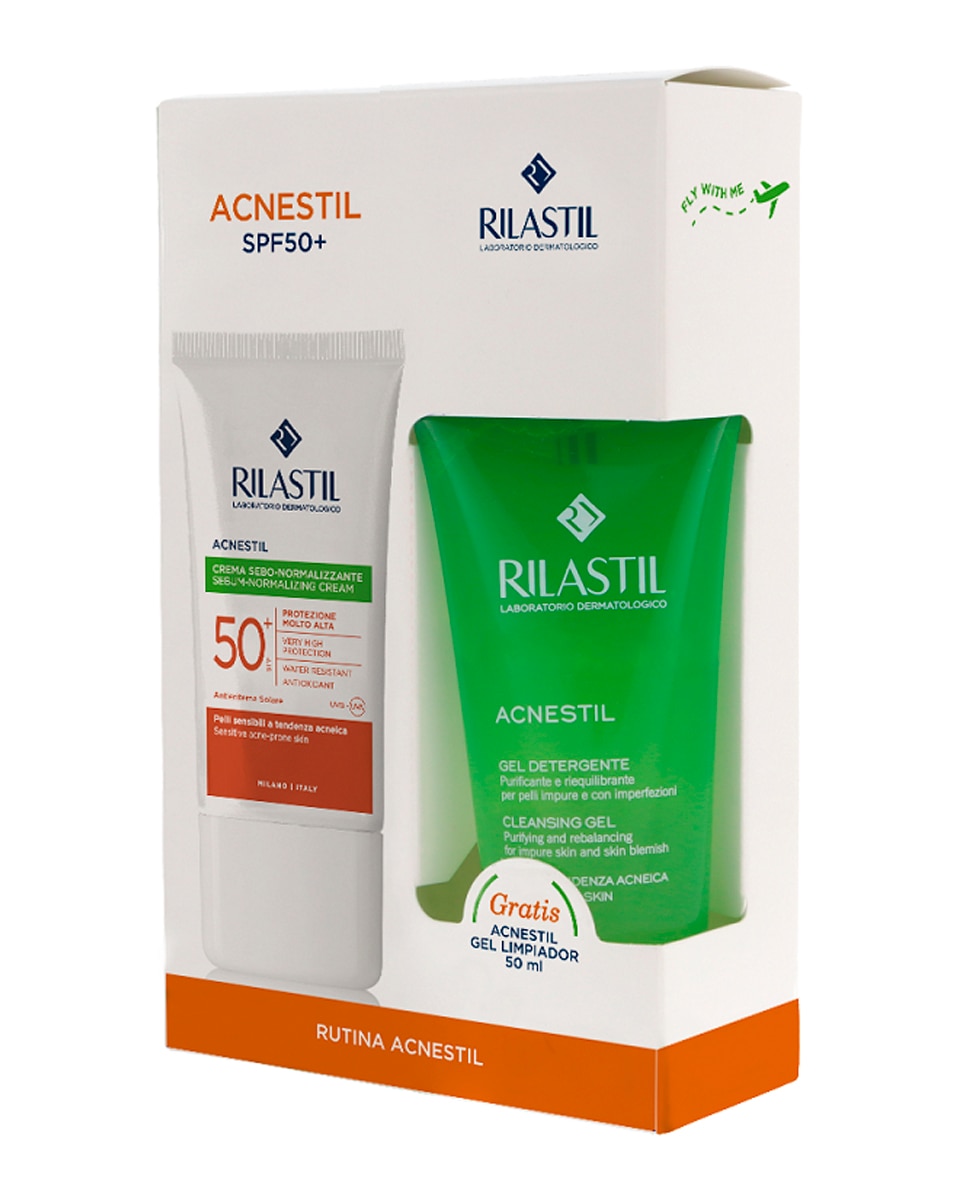 Protector solar 50+ Pack Acnestil 40Ml +Gel 50ml  Rilastil Sun System 1