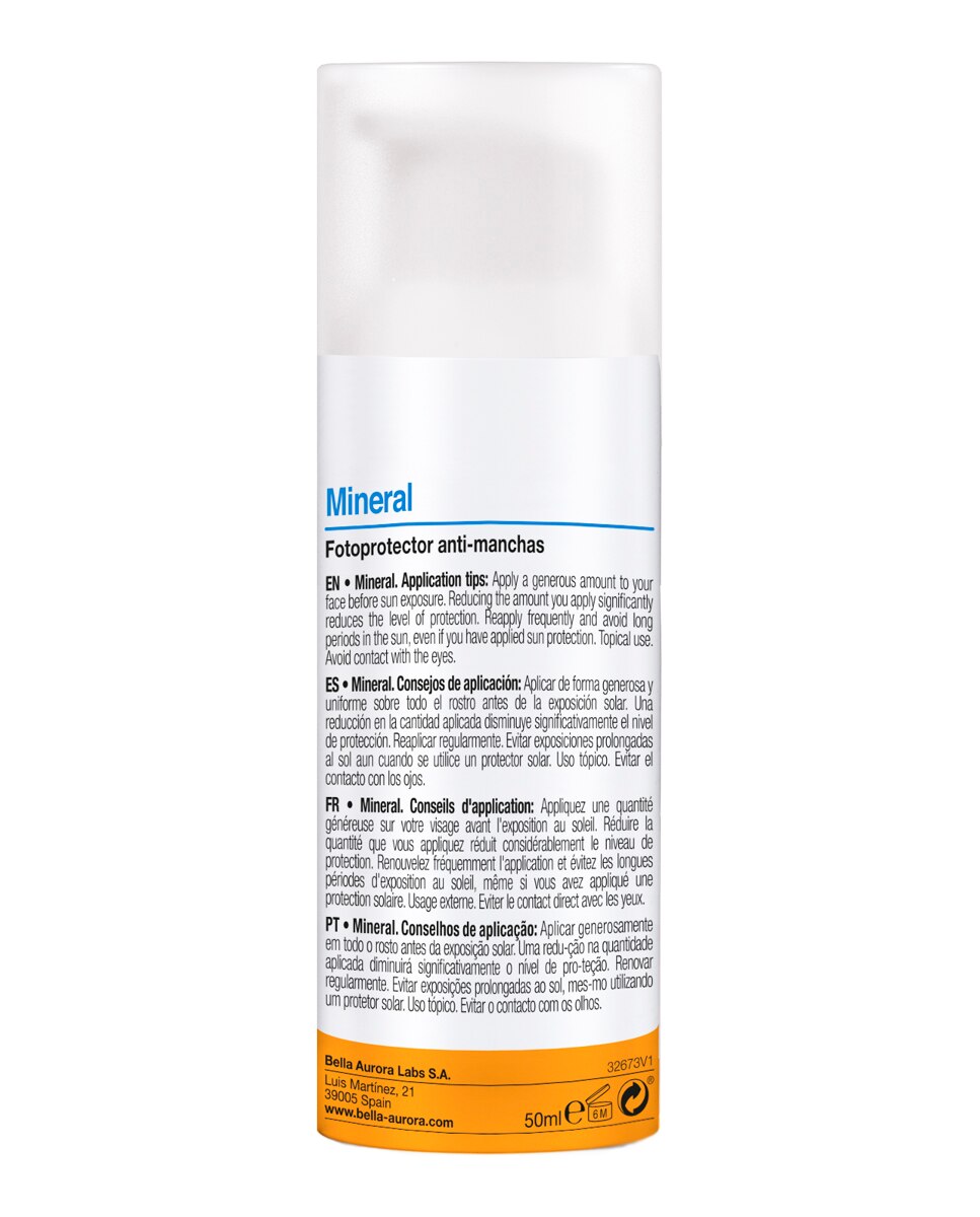 Fotoprotector mineral anti-manchas Bella Aurora - 50 ml 4