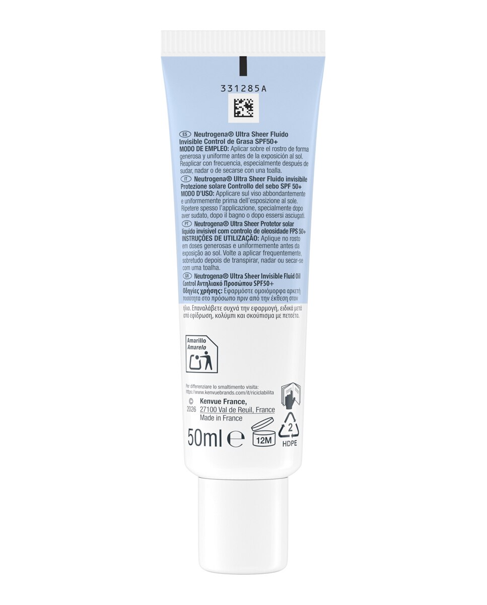 Protector Solar Facial Ultra Sheer Fluido Invisible Oil Control Spf50+ 50 Ml Neutrogena 3
