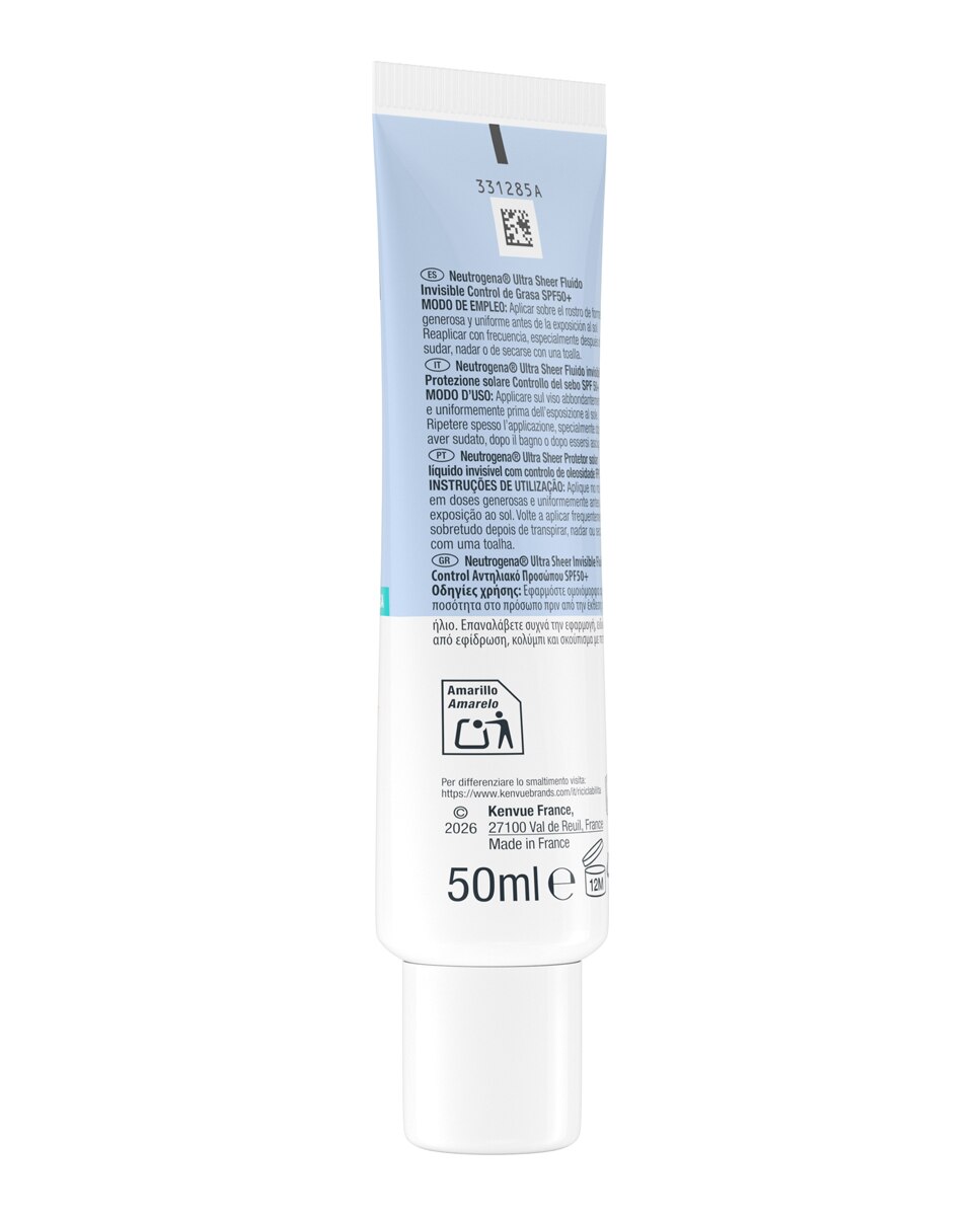 Protector Solar Facial Ultra Sheer Fluido Invisible Oil Control Spf50+ 50 Ml Neutrogena 5