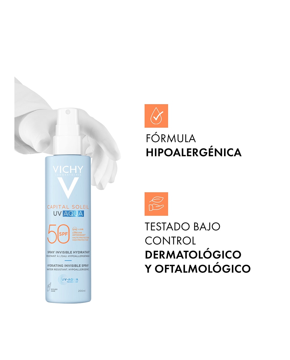 UV Aqua Spray Hidratante Invisible SPF50 Vichy - 200 ml 4