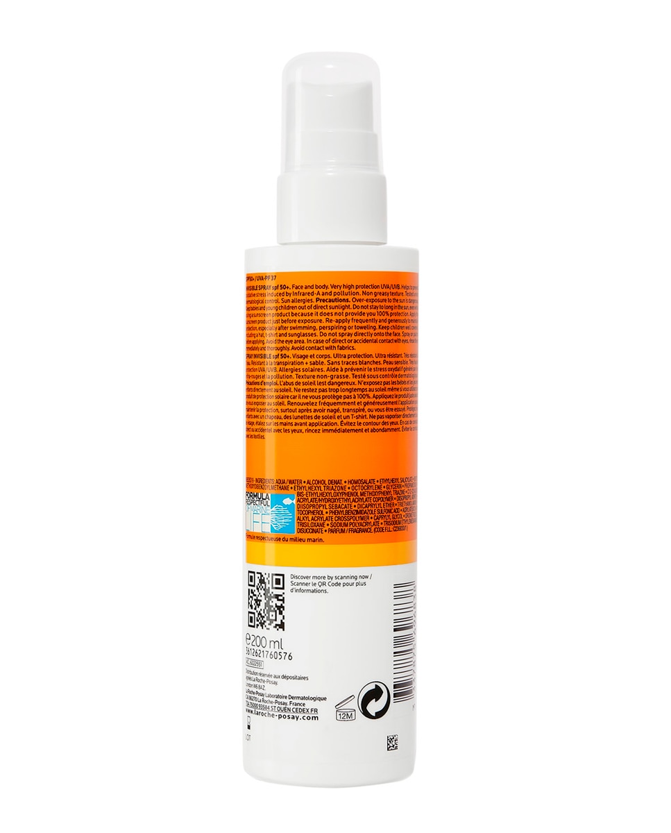 Protector Solar Cuerpo Piel Sensible Anthelios Spray Ultra-ligero SPF50+ 200 ml La Roche Posay - 200 ml 2
