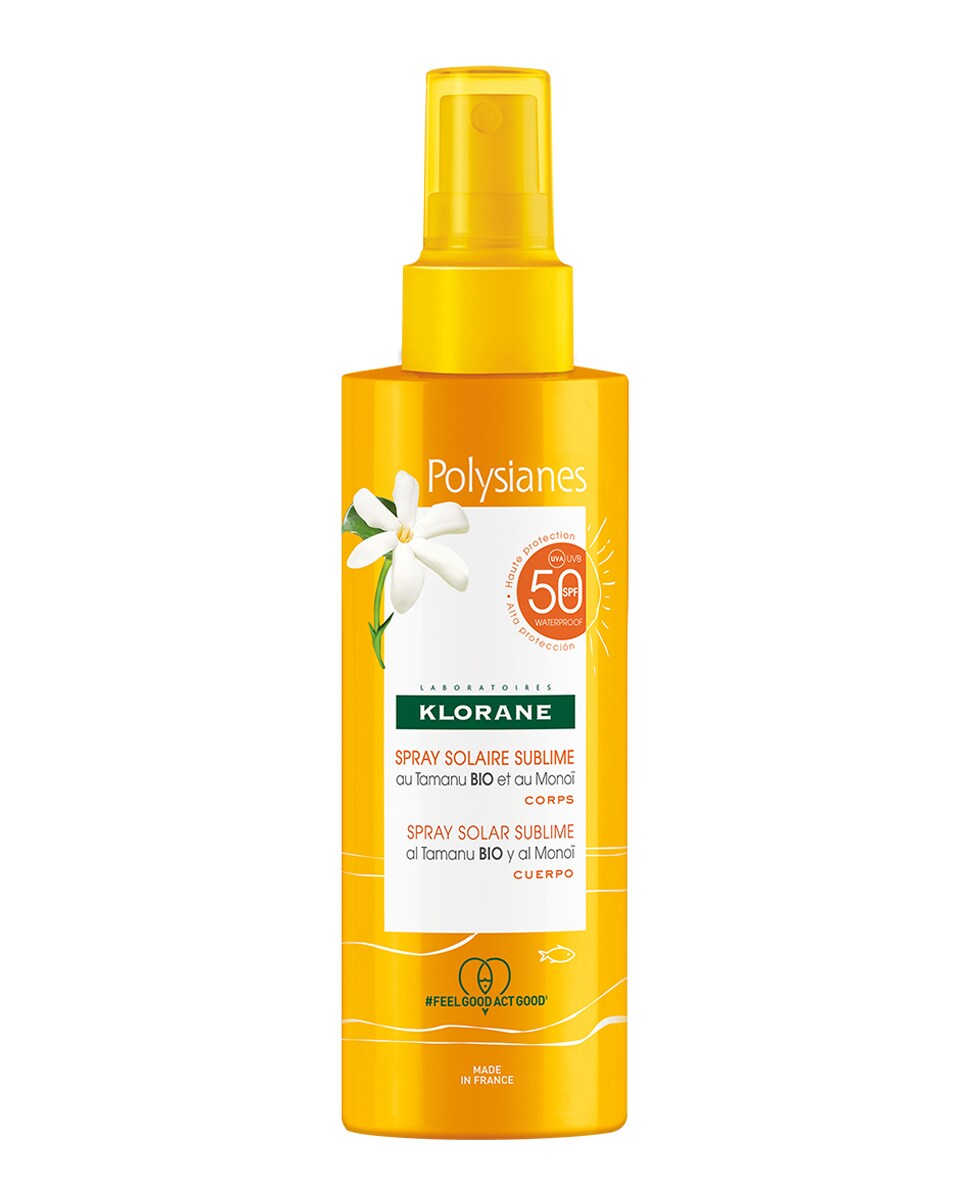 Spray Solar Sublime Spf 50 Al Monoï Y Tamanu Bio 200 ml Klorane Polysianes 1