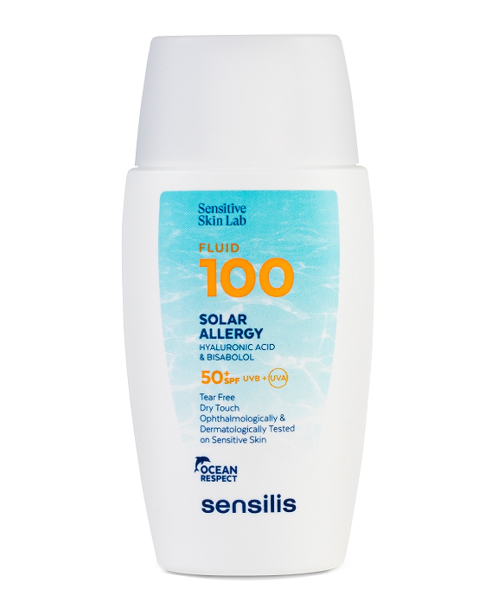 Fluido Protector Solar Fluid 100 Allergy SPF50+ Con Ácido Hialurónico y Pro Vitamina D 40 ml Sensilis