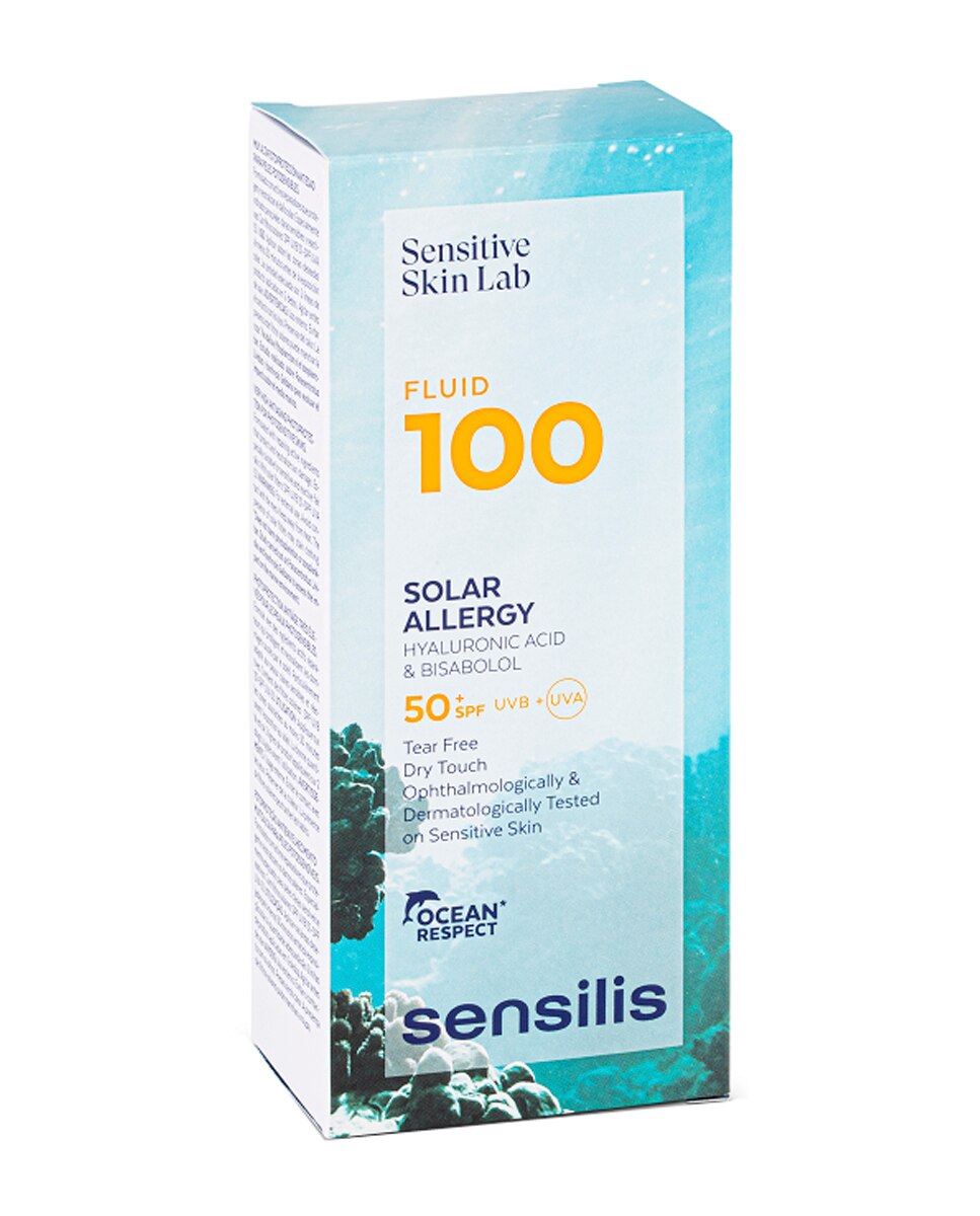 Fluido Protector Solar Fluid 100 Allergy SPF50+ Con Ácido Hialurónico y Pro Vitamina D Sensilis - 40 ml 2